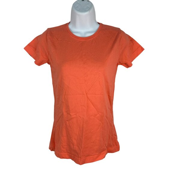 L.A.T Live and Tell Ladies XS Orange Crew Neck Short Sleeve Cotton T-Shirt - Picture 1 of 5